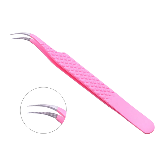 PINK-02 STRONG CURVED Fiber Tip Tweezers